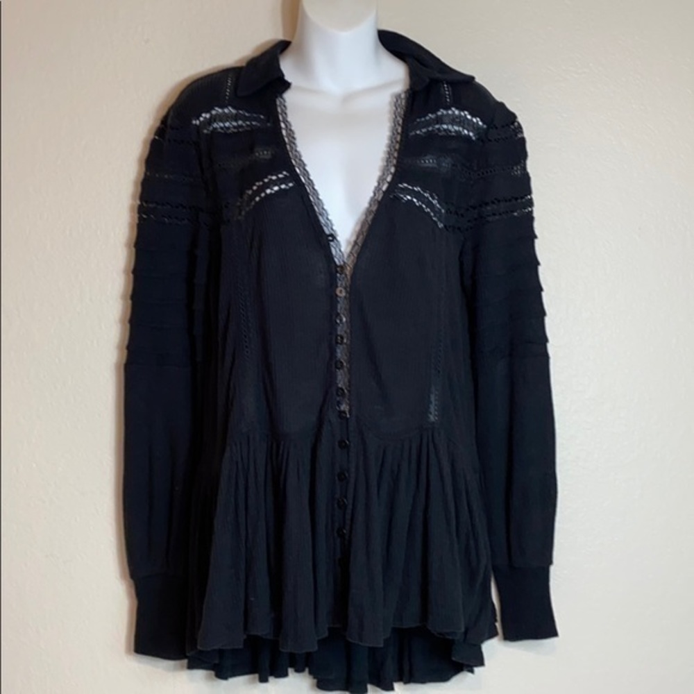 Free People Black Top Size XS NWT - Picture 2 of 9